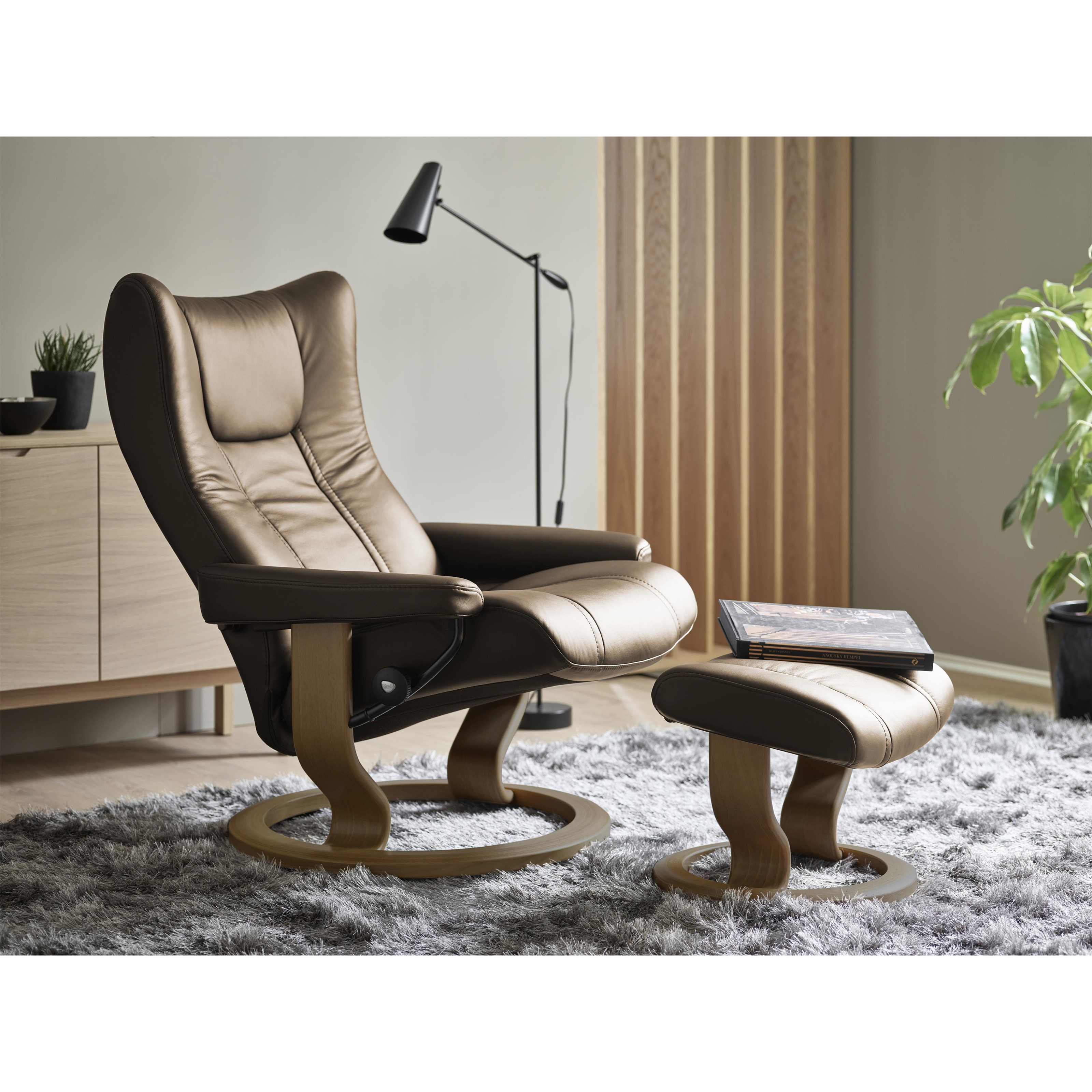 Stressless by Ekornes Wing WIN210011 Medium Stressless Chair Ottoman HomeWorld Furniture Recliner Reclining Chair Ottoman